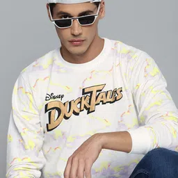 Kook N Keech Disney Men Off-White & Golden Ducktales Typography Print Sweatshirt-picture-20