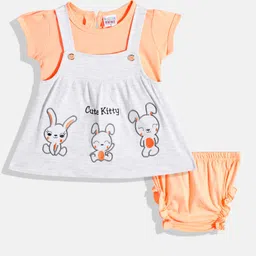 BABYMAX Infant Girls Embroidered Pure Cotton Puff Sleeve Pinafore Dress With Bloomers-picture-19