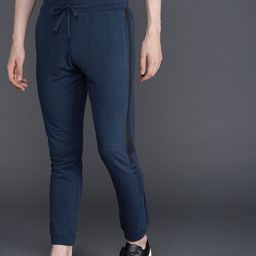 WROGN Men Navy Blue Slim Fit Solid Joggers-image-57