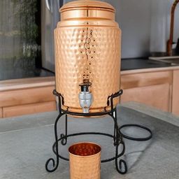 Kuber Industries Pack of 2 Copper Water Dispenser & Glass 5 Litres-23
