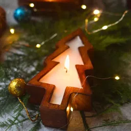 WEAVING HOMES White & Brown Christmas Tree Soy Wax Candle-14