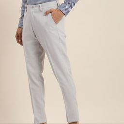 INVICTUS Men Grey Textured Slim Fit Trousers-image-27