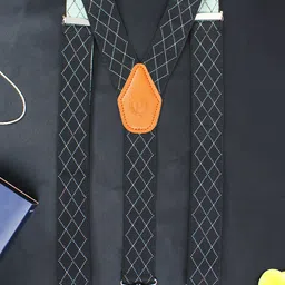 PELUCHE Men Black Checked Suspenders-image-33