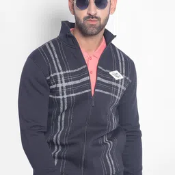 Crimsoune Club Checked Mock Collar Front Open Sweatshirt-picture-6