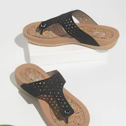 Inc 5 Textured T-Strap Flats With Laser Cuts-38