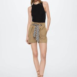 MANGO Women Khaki Solid Chino Shorts-picture-42
