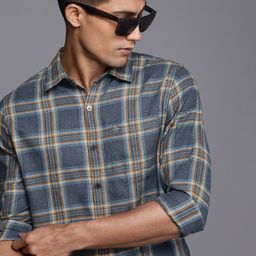 WROGN Men Slim Fit Tartan Checks Casual Shirt-image-30