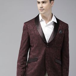 V Dot Self Design Textured Skinny Fit Single-Breasted Formal Blazer-image-67