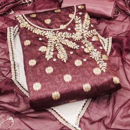 ASISA Embroidered Art Silk Unstitched Dress Material-image-93
