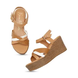 Bruno Manetti Textured Open Toe Wedges With Ankle Loop image 3