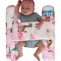 NeonateCare Infants Pink & White Cotton Anti Rolling Bolster Pillow-image-39