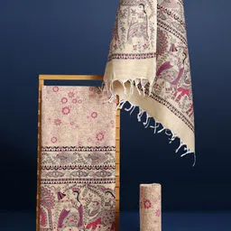 Taavi Madhubani Block Print Pure Cotton Unstitched Dress Material-picture-8
