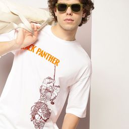 Kook N Keech Marvel Men Black Panther Printed Oversized Pure Cotton T-shirt-image-49