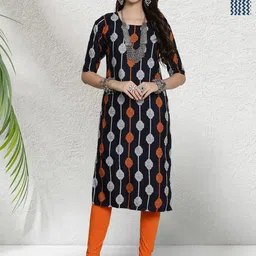 HERE&NOW Women Ethnic Motifs Printed Crepe Kurta-image-61