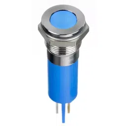 RS PRO Blue Panel Mount Indicator 24V DC, Mounting Hole Size 12 mm, Termination Type Faston, Solder Lug, IP Rating IP67, Model No 1246414-16