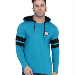BEYOU FASHION Men Striped Hooded Cotton Slim Fit T-shirt-image-60