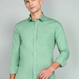 Ethazh Men Spread Collar Solid Cotton Formal Shirt-image-26