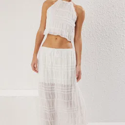 Trendyol Halter Neck Sleeveless Crop Top With Skirt Co-Ords-image-22