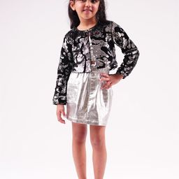 LIL DRAMA Girls Embellished Sequinned Button Shrug-picture-3