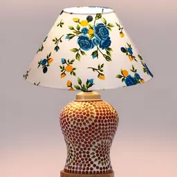 Devansh White Printed Wood Frusturical Shaped Table Lamp-picture-2