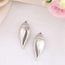 VOJ Stainless Steel Silver Plated Shankh Shape Studs-43