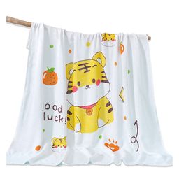 Bembika Bamboo Cotton Muslin Swaddle Blanket Baby, Cute Tiger Printed - White-image-48