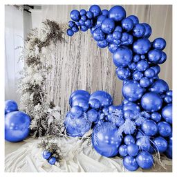 Bubble Trouble Blue Metallic Chrome Balloons With Shiny Surface For Birthdays - Pack of 50-16