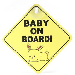 Babyhug Car Sign Boards & Stickers with Rabbit Print -Yellow-50