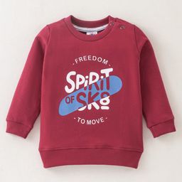 Zero Looper Knit Full Sleeves Sweatshirt Text Print - Red-image-99