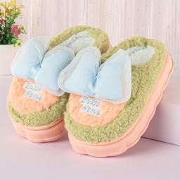Oh! Pair Slip On Winter Shoes with Bow Applique -Pink-image-6