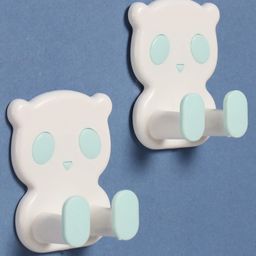Teddy Shaped Self Adhesive Hook Pack of 2 - Light Green-28