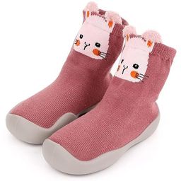 MOMISY Animal Face Detailed Soled Shoe Socks - Pink-image-8