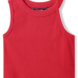 Pine Kids Cotton Knit Sleeveless Solid Color Ribbed Top - Red-image-98