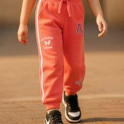 Babyhug Single Jersey Full Length Track Pants with Sport Theme Text Print - Coral-image-6