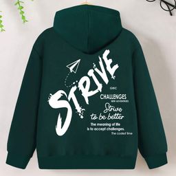 Trampoline Cotton Blend Full Sleeves Strive Text Back Printed Hooded Sweatshirt - Green-picture-29