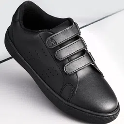 Pine Kids Velcro Closure Solid Color School Shoes - Black-image-34