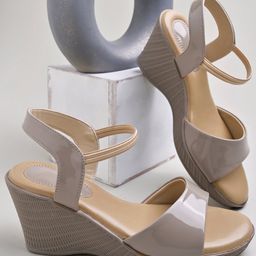 Shoetopia Colour Blocked Wedge Heel Sandals - Grey-image-66