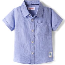 Babyhug 100% Cotton Half Sleeves Checks Shirt With Patch Detailing - Blue-image-70