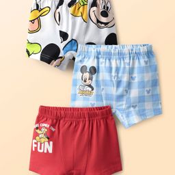Babyhug Disney 100% Cotton Trunks With Mickey & Friends Graphic Pack Of 3 - Multi Colour-image-89