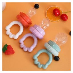 AEREX Silicone Food Pacifier with Handle Soft Nibbler Baby Fruit Nibbler Chewing Pacifier for Babies Baby Fruit Teether for Newborn Babies (Multi)-11