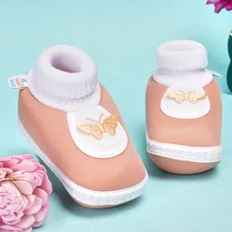 Neska Moda Butterfly Applique Detailed Slip On Booties - Light Pink-picture-47