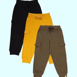 KiddoPanti Boys Pack Of 3 Pure Cotton Joggers-picture-21