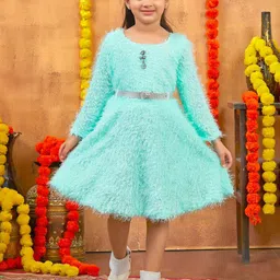 BAESD Girls Woollen Jumper Dress Comes with a belt-12