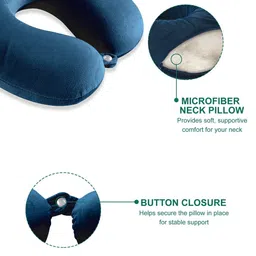 Aura Navy Blue Set of 4 Memory Foam Filled Polyester Travel Pillow image 2