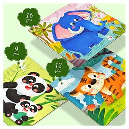 Happy Hues 3 in 1-Magnetic Animals Jigsaw Puzzles for Kids- 27 Piece Travel Puzzles Book for Toddlers image 3