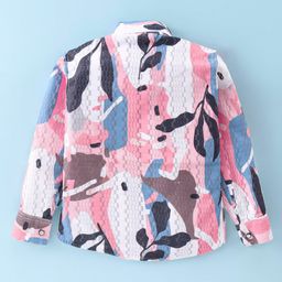 Rikidoos Full Sleeves Abstract Printed Textured Shirt With Pant Suspender & Bow Set - Multi Colour & Peach image 3