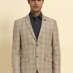 Cantabil Smart Fit Checked Notched Lapel Long Sleeve Single Breasted Blazer-picture-1