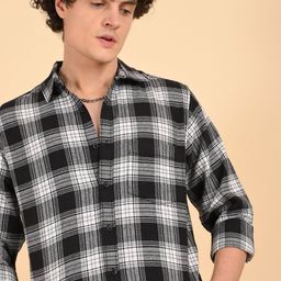 Guns & Sons Men Contemporary Fit Checked Spread Collar Casual Shirt-image-38