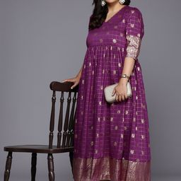 A PLUS BY AHALYAA Plus Size Ethnic Printed Maxi Ethnic Gown-image-71