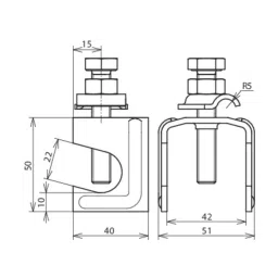 DEHN Connecting Clamps 6-22/6-10 mm Range for Fixed Earthing Terminals and Reinforcement Mild Steel, 308035 image 2